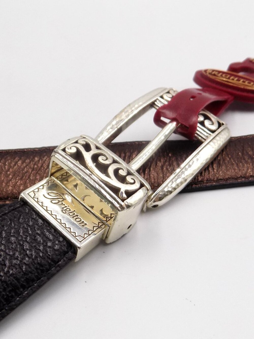 Brighton Western Mantilla Reversible Leather Belt Size 40 Black / Bronze - Picture 4 of 6